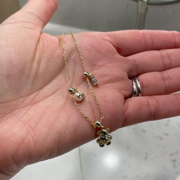 Neiman Marcus 14K Gold Plated Teddy Bear Charm Necklace - Picture 3 of 5